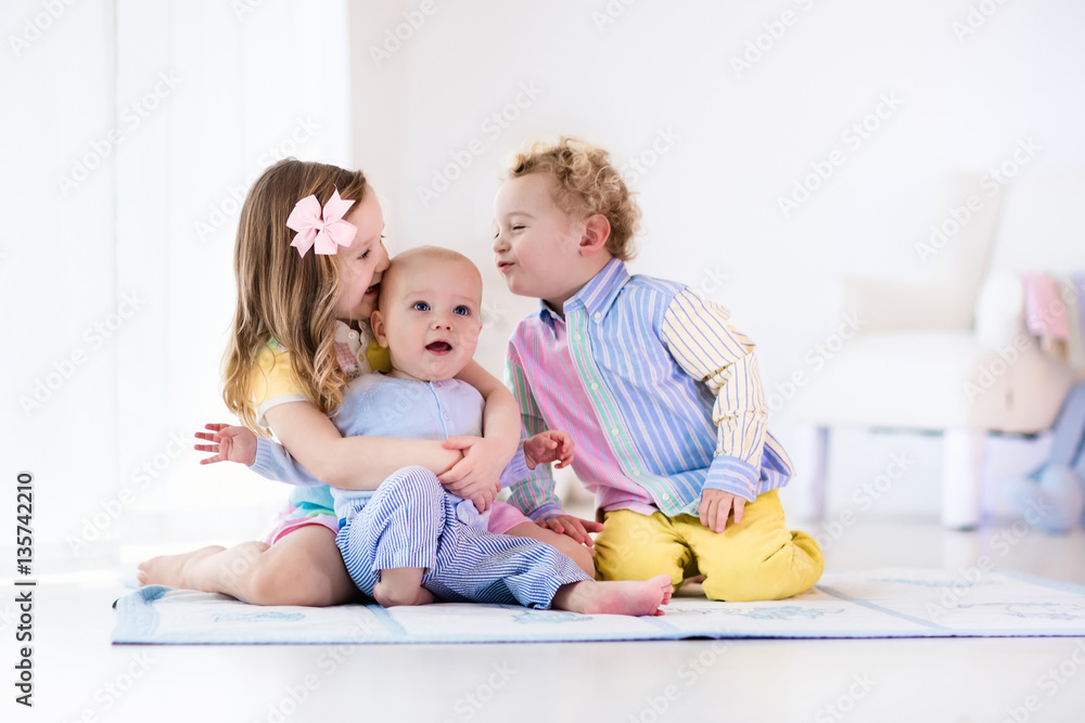 Kids playing at home, brother and sister love Kids playing at home, brother and sister love