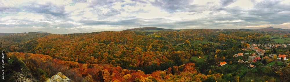 Panorama of a forest and a village in autumn Panorama of a forest and a village in autumn