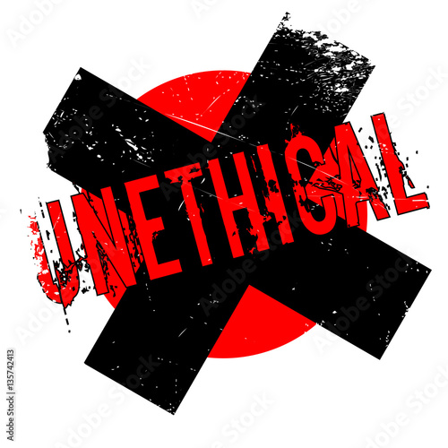 Unethical rubber stamp. Grunge design with dust scratches. Effects can be easily removed for a clean, crisp look. Color is easily changed.