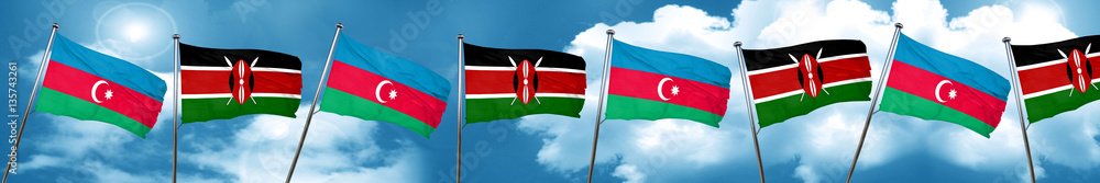 Azerbaijan flag with Kenya flag, 3D rendering Azerbaijan flag with Kenya flag, 3D rendering