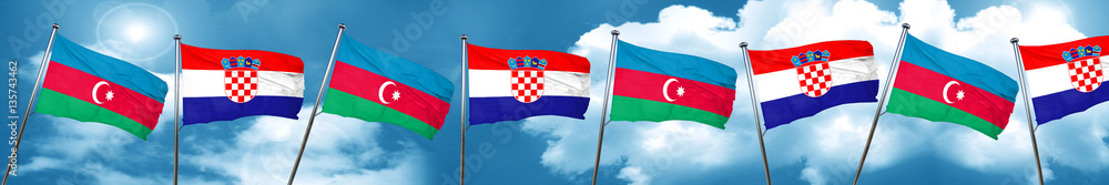 Azerbaijan flag with Croatia flag, 3D rendering Azerbaijan flag with Croatia flag, 3D rendering