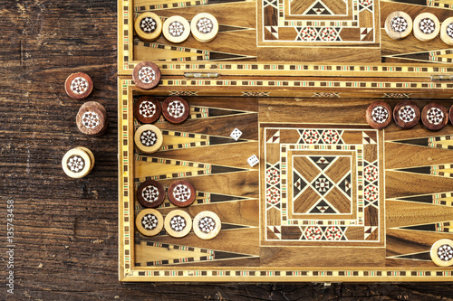 Tableau sur toile Backgammon game with two dice