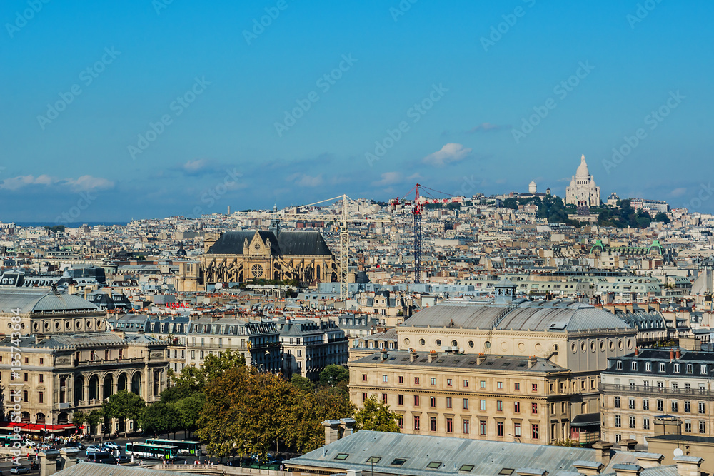 Paris Panorama. View from Cathedral Notre Dame de Paris. France