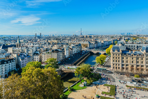 Paris Panorama. View from Cathedral Notre Dame de Paris. France © dbrnjhrj