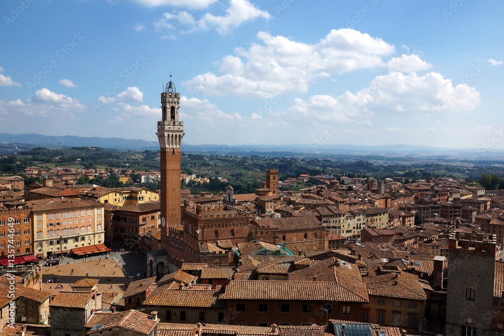 Torre del Mangia in the Siena city, Tuscany, Italy