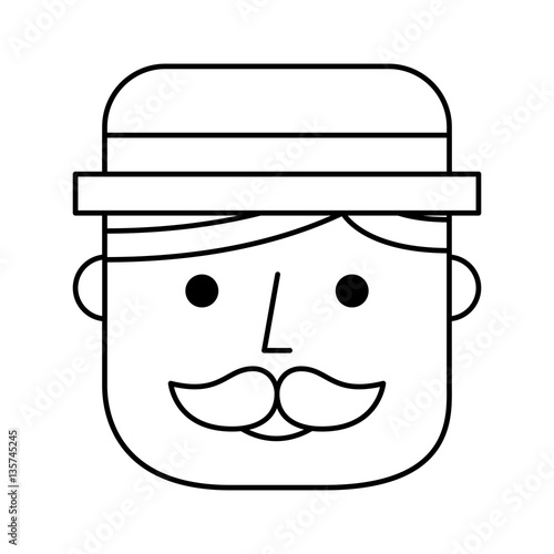 elegant gentleman with hat vector illustration design