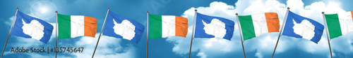 antarctica flag with Ireland flag, 3D rendering