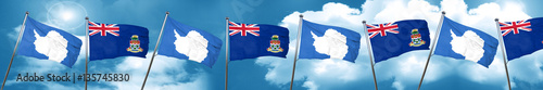 antarctica flag with Cayman islands flag, 3D rendering