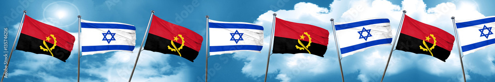 Naklejka premium Angola flag with Israel flag, 3D rendering