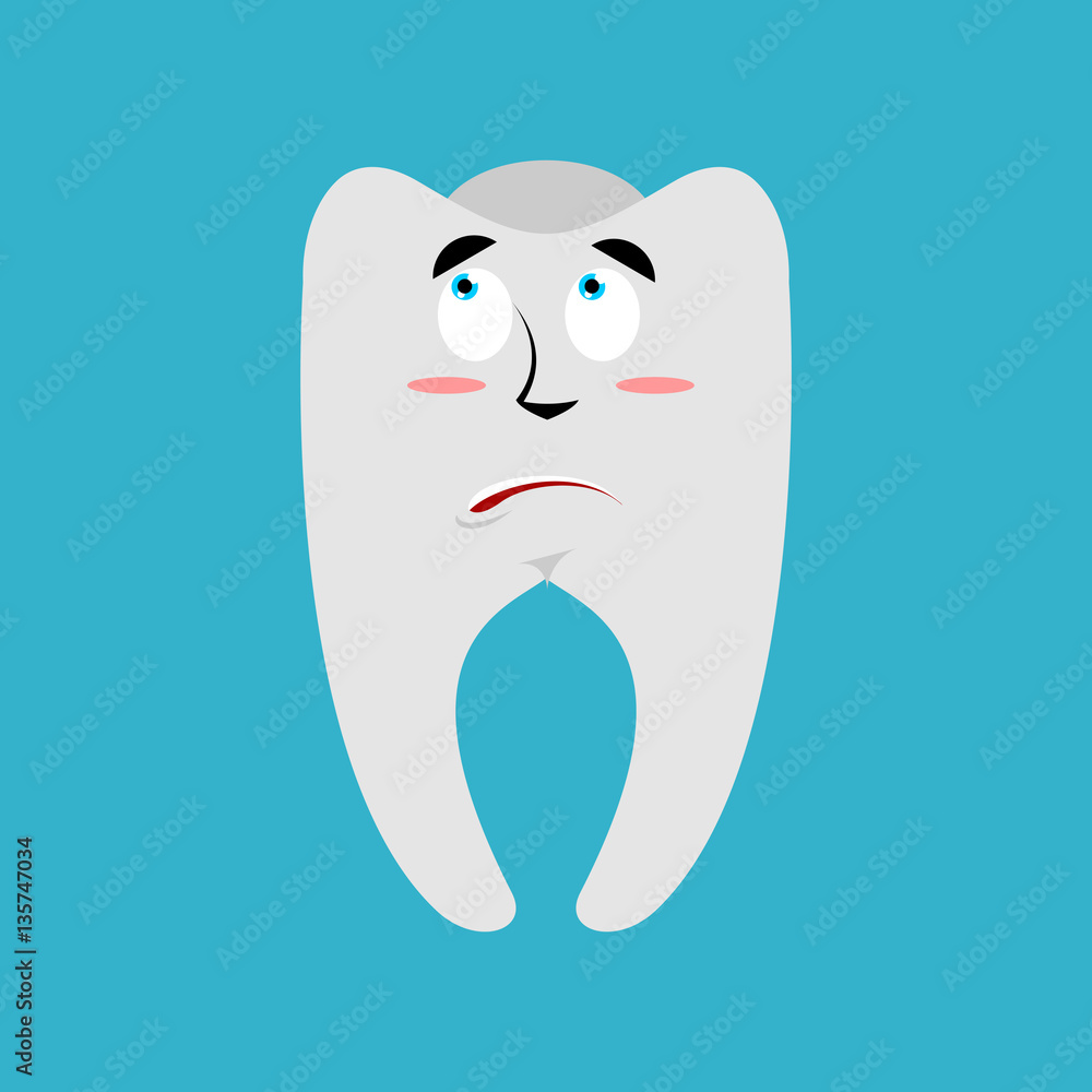 Tooth surprised Emoji. Teeth astonished emotion isolated Tooth surprised Emoji. Teeth astonished emotion isolated