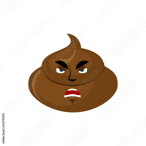 Shit angry Emoji. Turd aggressive emotion isolated