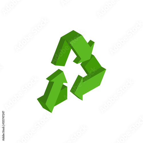 Recycling sign. Green recast symbol. Running emblem isolated