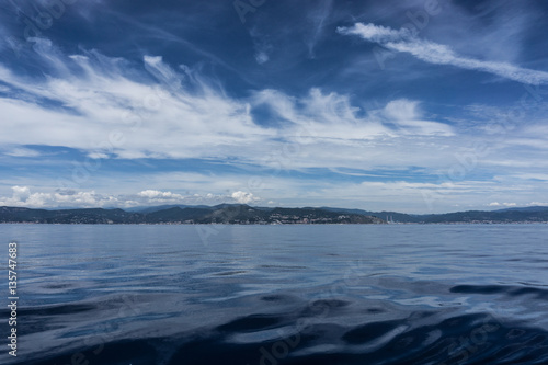 Blue Sea of Mediterranean with Beatiful Clouds