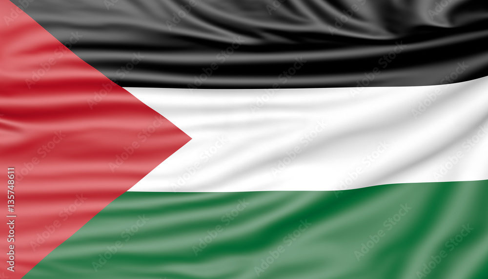 Flag of Palestine, 3d illustration with fabric texture