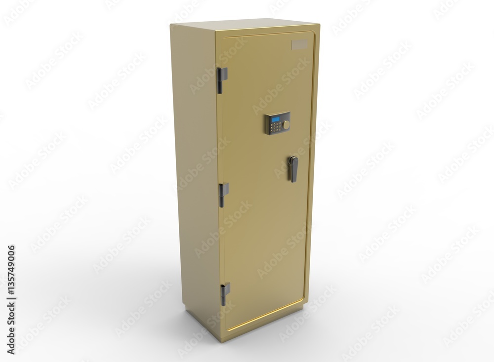 3d illustration of golden safe. white background isolated. icon for game web. 3d illustration of golden safe. white background isolated. icon for game web.