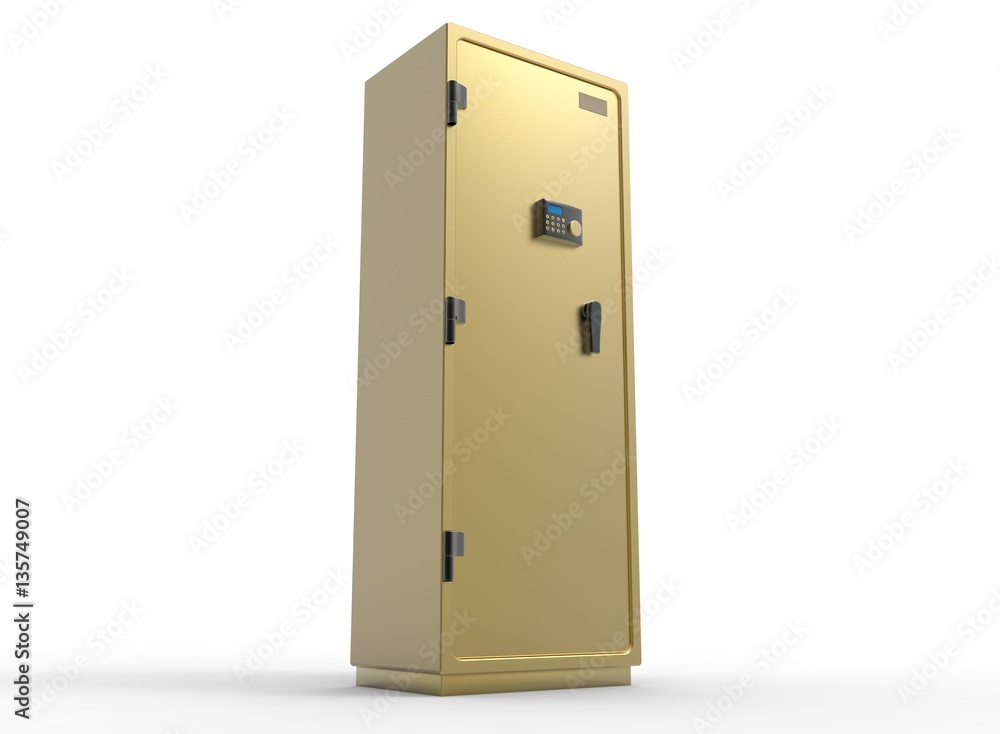 3d illustration of golden safe. white background isolated. icon for game web. 3d illustration of golden safe. white background isolated. icon for game web.