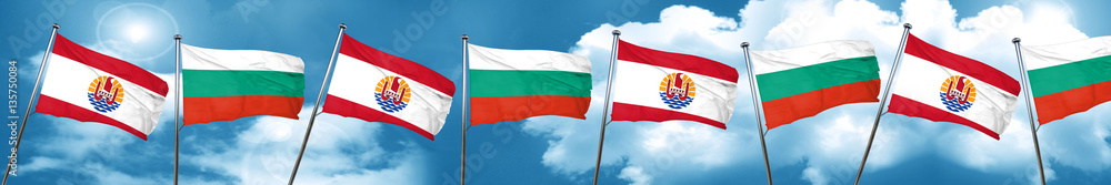 french polynesia flag with Bulgaria flag, 3D rendering french polynesia flag with Bulgaria flag, 3D rendering