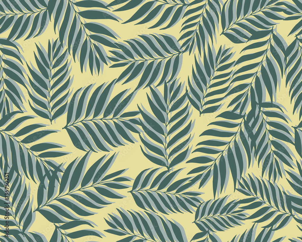 Grunge seamless pattern of colored leaves.