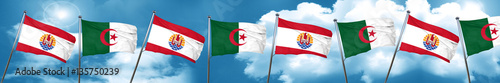 french polynesia flag with Algeria flag, 3D rendering