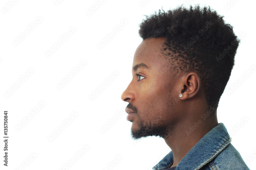 Obraz premium young man portrait studio white background face profile close-up twenty.