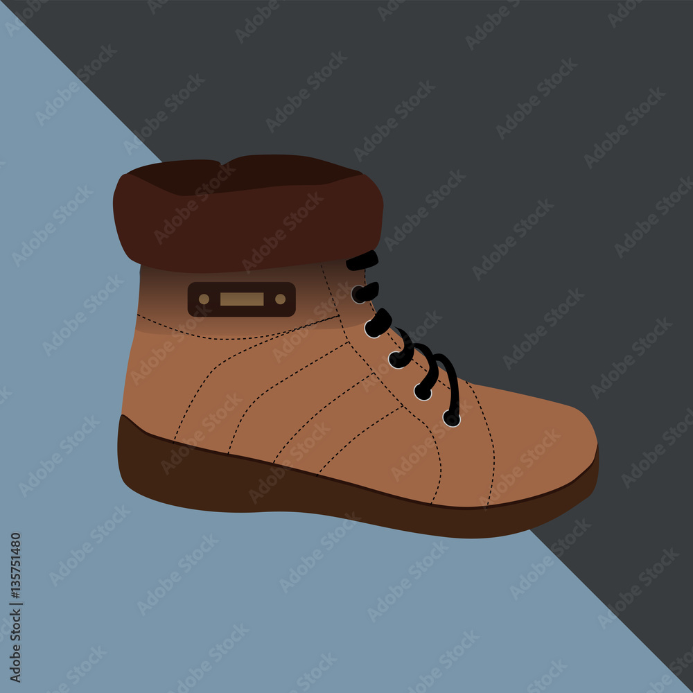 one stylish male boot on grey and blue background, vector, illustration, one stylish male boot on grey and blue background, vector, illustration,