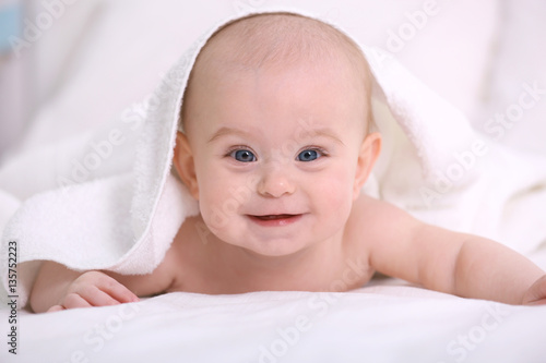 Cute funny baby with towel ...