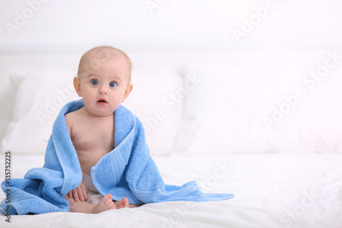 Cute funny baby with towel ...
