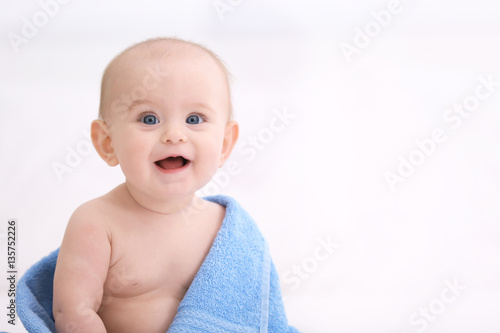 Cute funny baby with towel ...