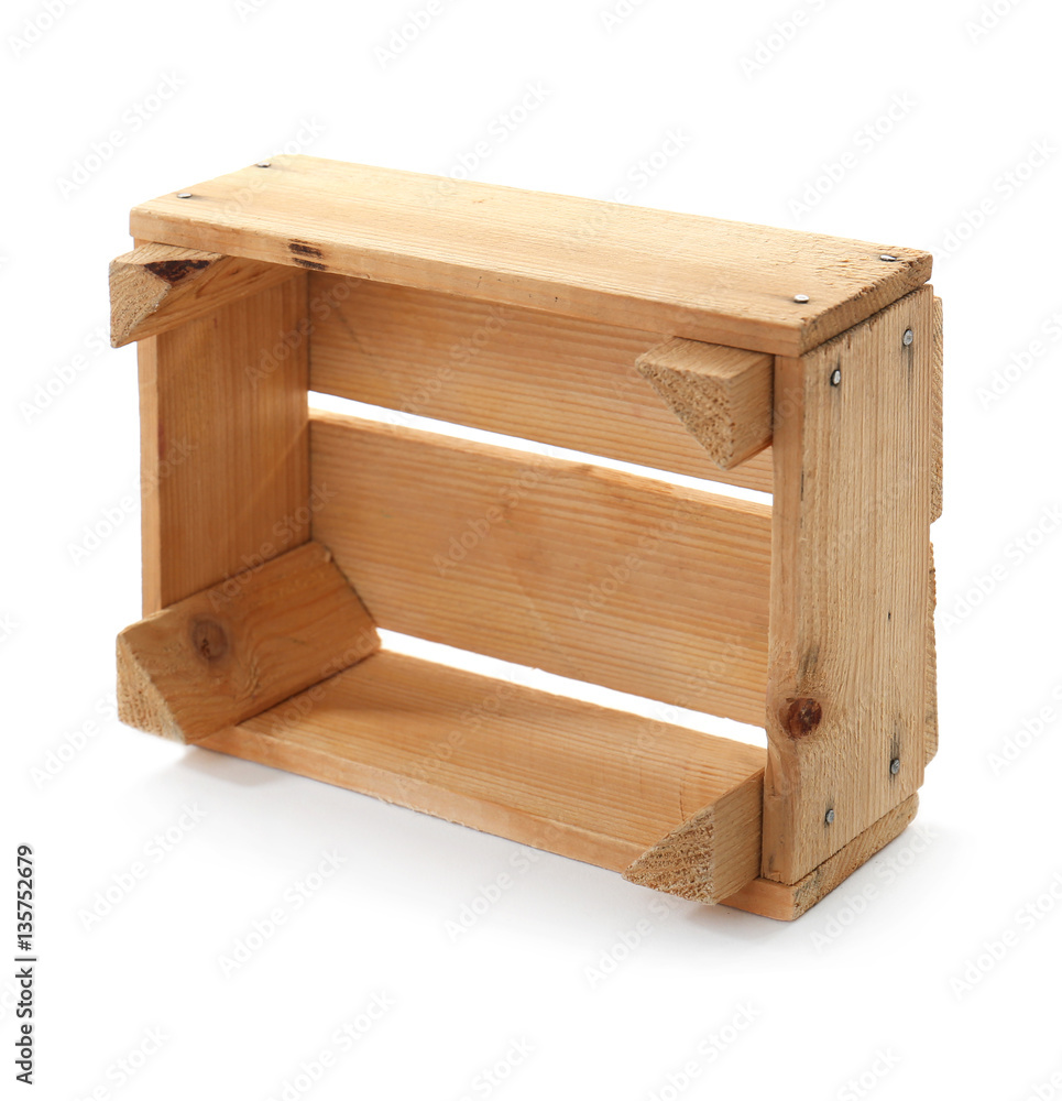 Empty wooden box isolated on white Empty wooden box isolated on white