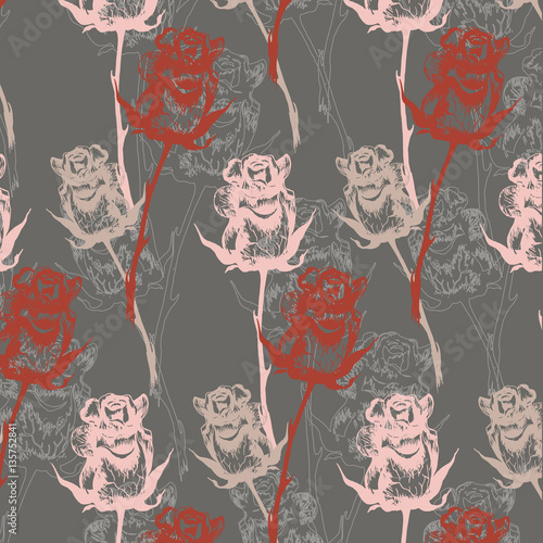 Seamless pattern of roses.