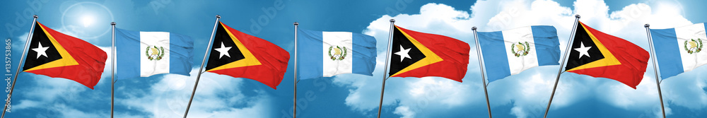 east timor flag with Guatemala flag, 3D rendering east timor flag with Guatemala flag, 3D rendering