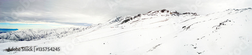 El Colorado and La Parva Ski Resorts Winter Snow Panorama - Andes Mountains, Santiago, Chile