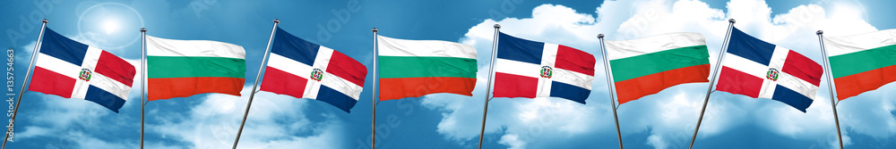 dominican republic flag with Bulgaria flag, 3D rendering dominican republic flag with Bulgaria flag, 3D rendering