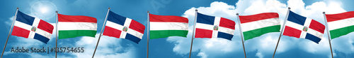 dominican republic flag with Hungary flag, 3D rendering