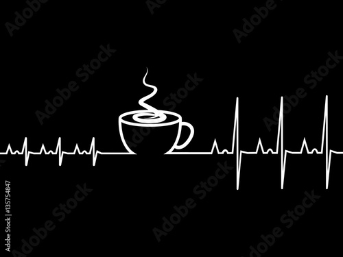 Coffee cup makes heartbeat stronger. Conceptual designed vector. 
