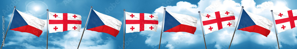 czechoslovakia flag with Georgia flag, 3D rendering czechoslovakia flag with Georgia flag, 3D rendering