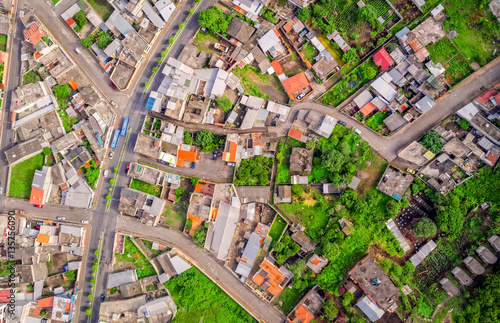 Urban Rooftops, Aerial View In Banos, Ecuador