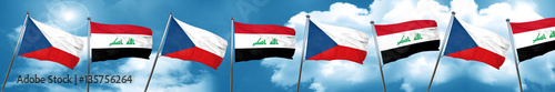 czechoslovakia flag with Iraq flag, 3D rendering
