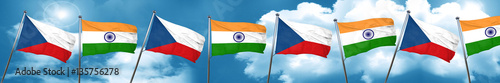 czechoslovakia flag with India flag, 3D rendering