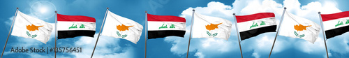 Cyprus flag with Iraq flag, 3D rendering