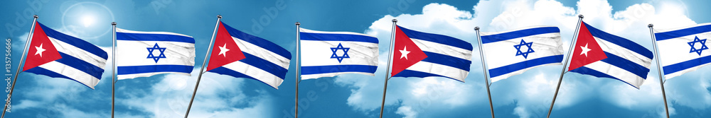 Fototapeta premium Cuba flag with Israel flag, 3D rendering