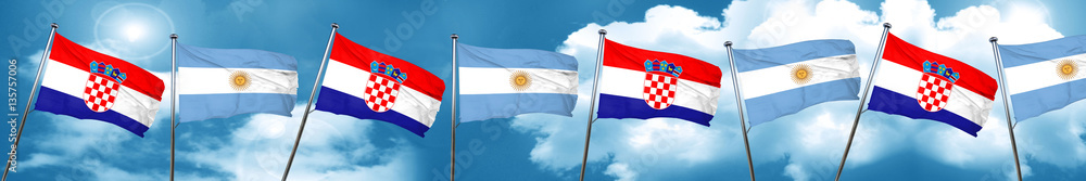 croatia flag with Argentine flag, 3D rendering croatia flag with Argentine flag, 3D rendering