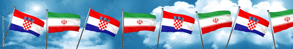 croatia flag with Iran flag, 3D rendering croatia flag with Iran flag, 3D rendering