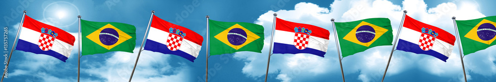 croatia flag with Brazil flag, 3D rendering croatia flag with Brazil flag, 3D rendering
