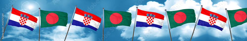 croatia flag with Bangladesh flag, 3D rendering croatia flag with Bangladesh flag, 3D rendering