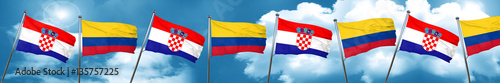 croatia flag with Colombia flag, 3D rendering