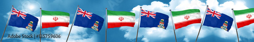 cayman islands flag with Iran flag, 3D rendering