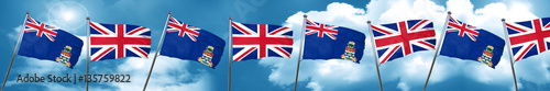 cayman islands flag with Great Britain flag, 3D rendering
