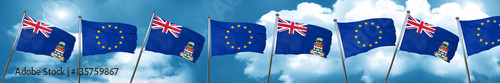 cayman islands flag with european union flag, 3D rendering