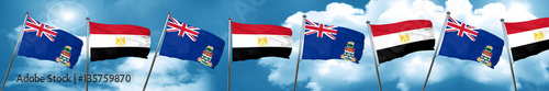 cayman islands flag with egypt flag, 3D rendering